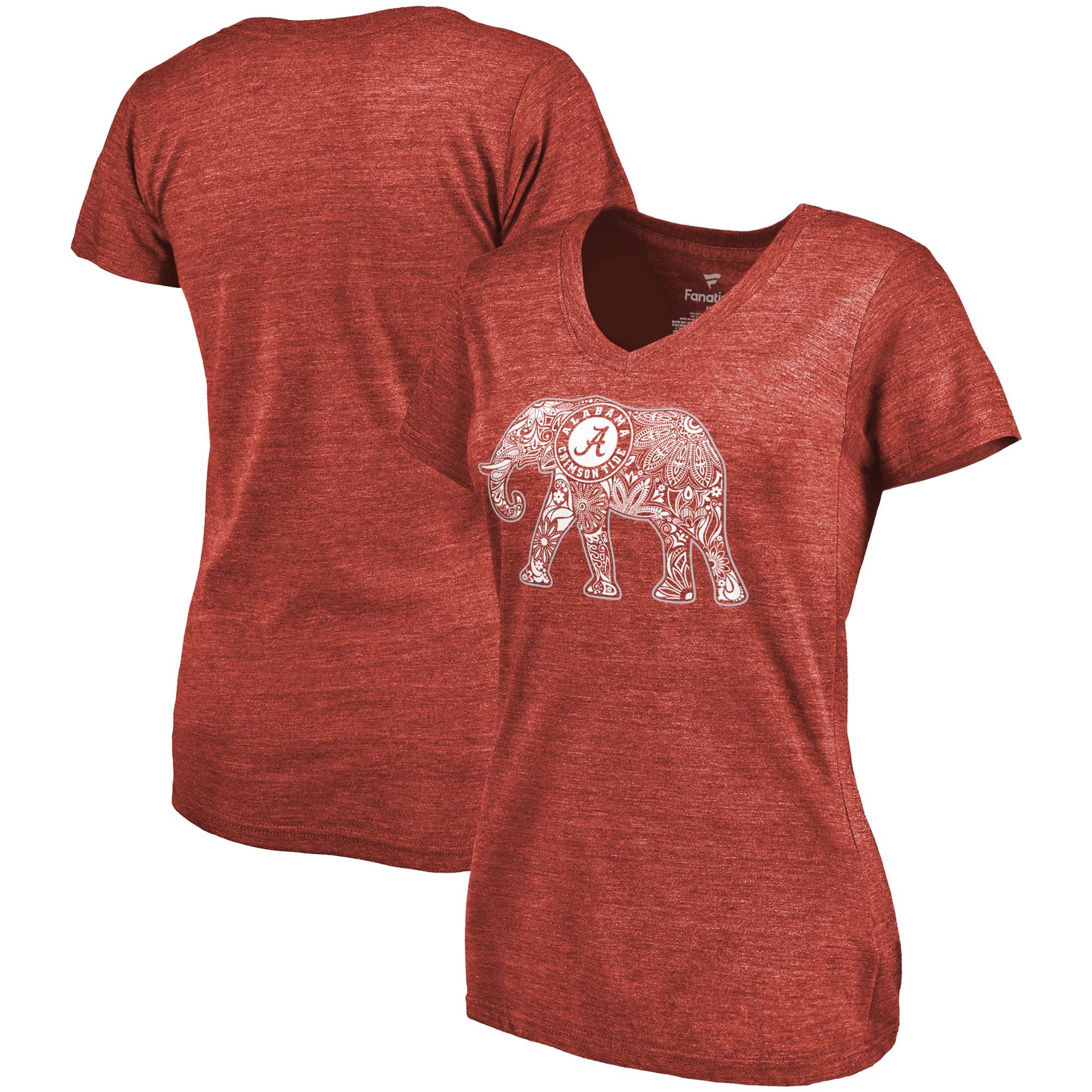 2020 NCAA Fanatics Branded Alabama Crimson Tide Women Crimson Hometown TriBlend VNeck TShirt